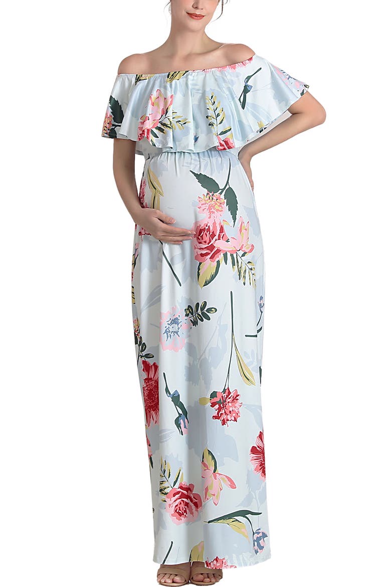 Deya Off the Shoulder Maternity/Nursing Maxi Dress, Main, color, Multicolored