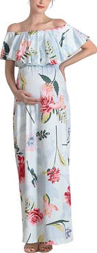 Kimi & Kai Deya Off the Shoulder Maternity/Nursing Maxi Dress