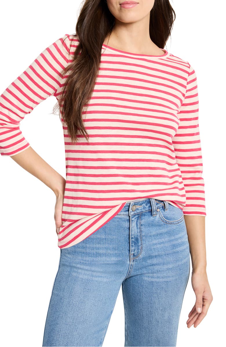 NZT by NIC+ZOE Stripe Boat Neck T-Shirt, Main, color, Pink Multi