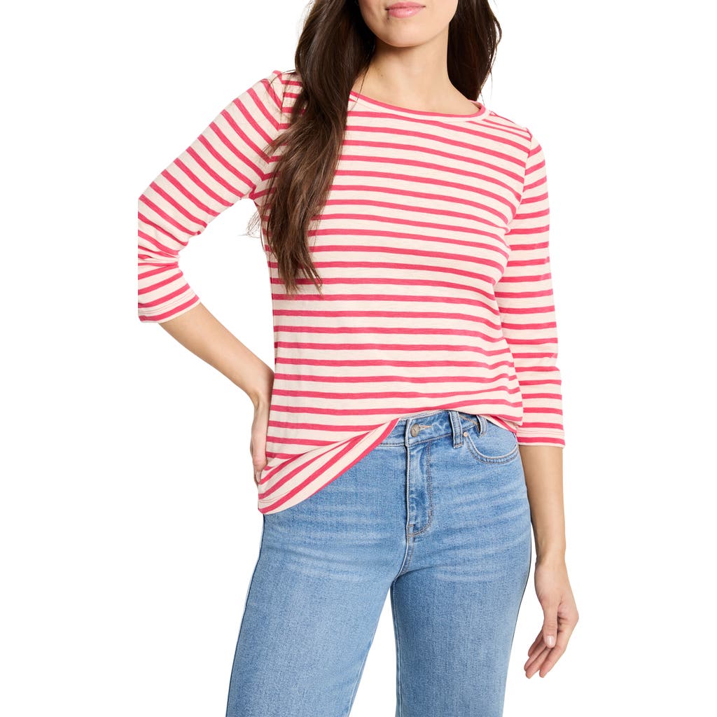 Nzt By Nic+zoe Stripe Boat Neck T-shirt In Multi