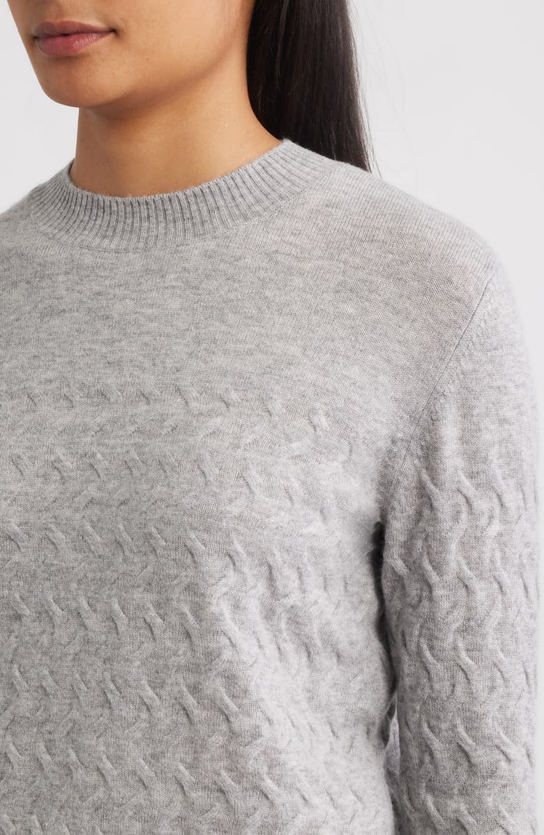 Griffen Wondering Cable Wool & Cashmere Crewneck Sweater, Alternate, color, Grey