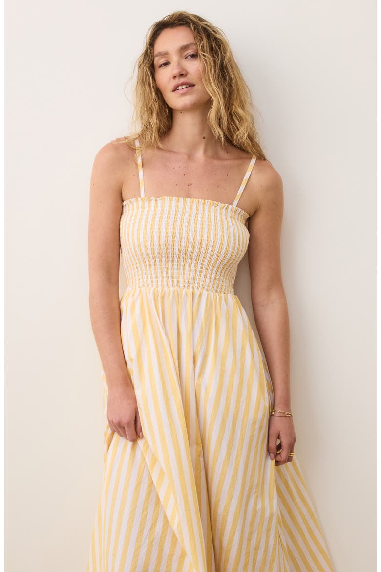 Sutton Stripe Smocked Pima Cotton Maxi Sundress, Alternate, color, MARIGOLD