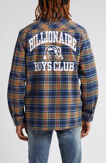 Contact Plaid Logo Appliqué Flannel Overshirt