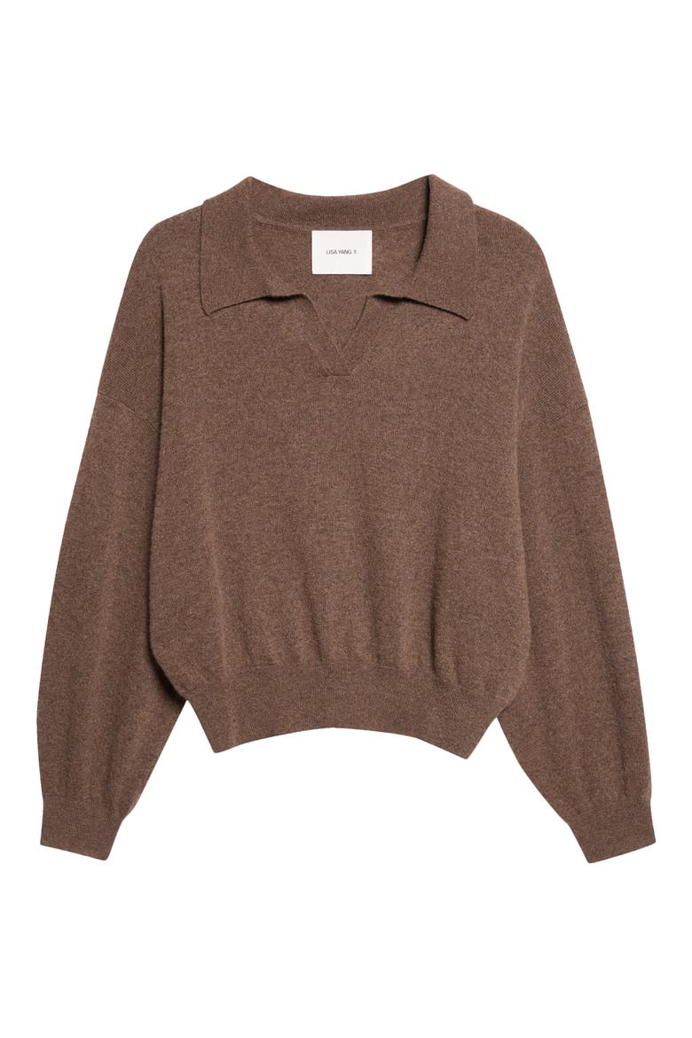 Katriel Cashmere Polo Sweater, Alternate, color, DARK TRUFFLE