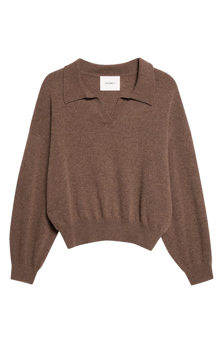 Lisa Yang Katriel Cashmere Polo Sweater, Main, color, Dark Truffle