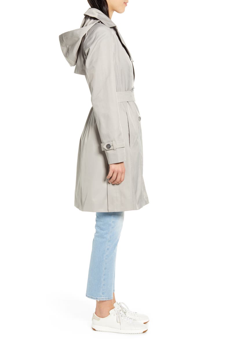Hooded Trench Coat, Alternate, color, PEARL