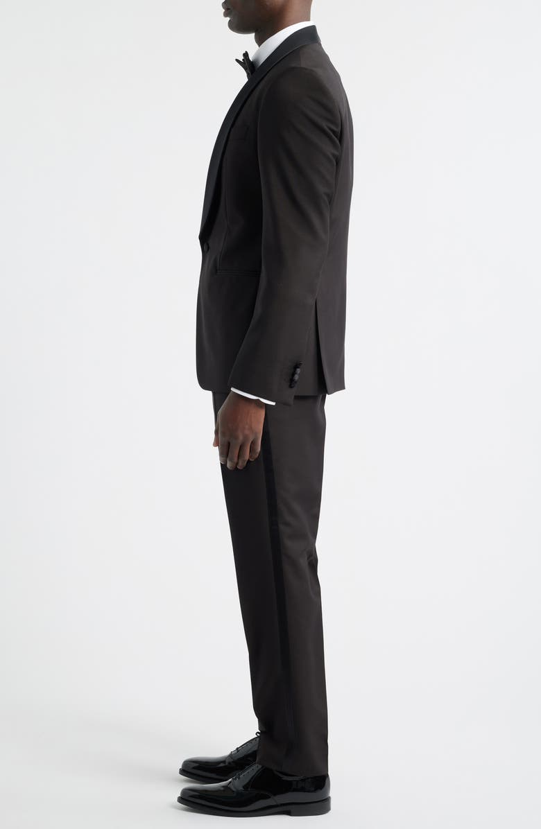 BOSS Huge Shawl Collar Dark Brown Wool & Mohair Tuxedo, Alternate, color, Dark Brown