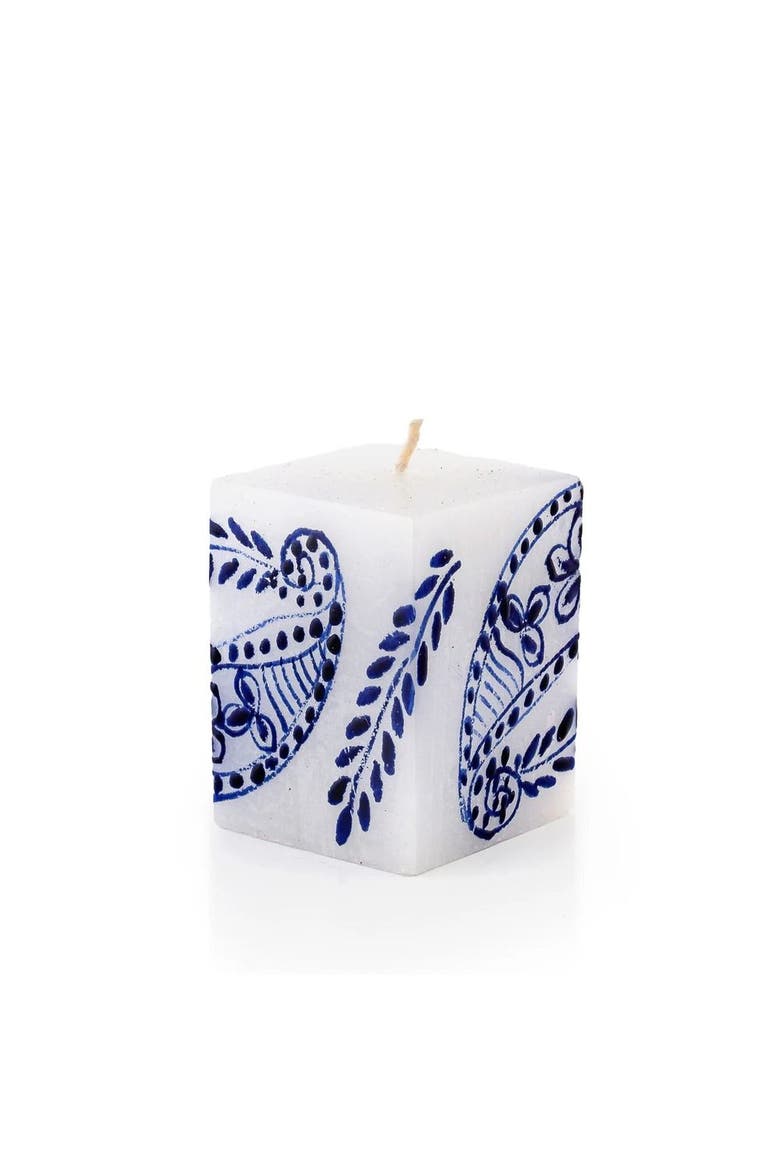 Henna Blue on White Painted Cube Candle, Main, color, Henna Blue - 2x2x3"