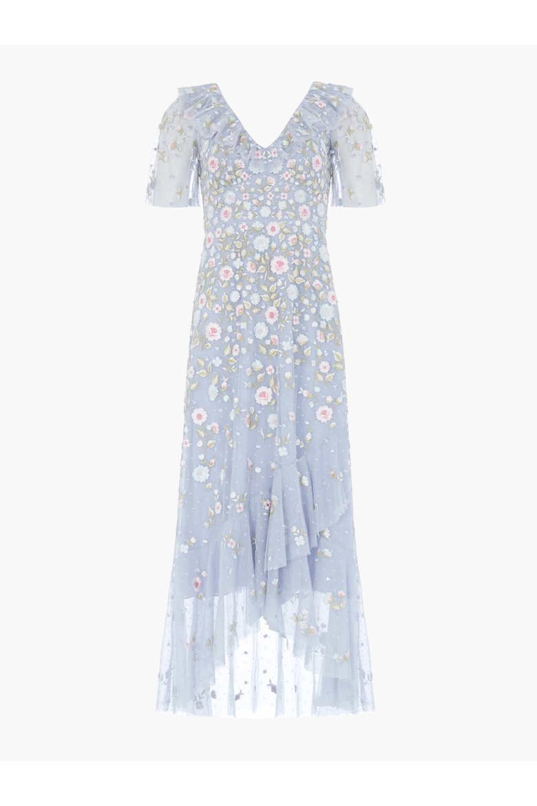 Ethereal Blooms Frill Ankle Gown, Alternate, color, Skylight/Multi