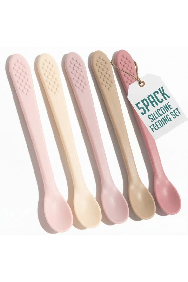 Silicone Baby Spoon Set  5 Piece, Main, color, Pastel Pink