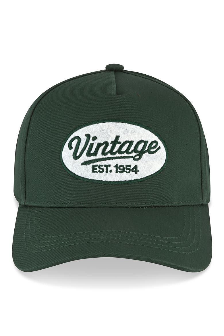Vintage Embroidered Patch Baseball Cap, Main, color, GREEN/ WHITE