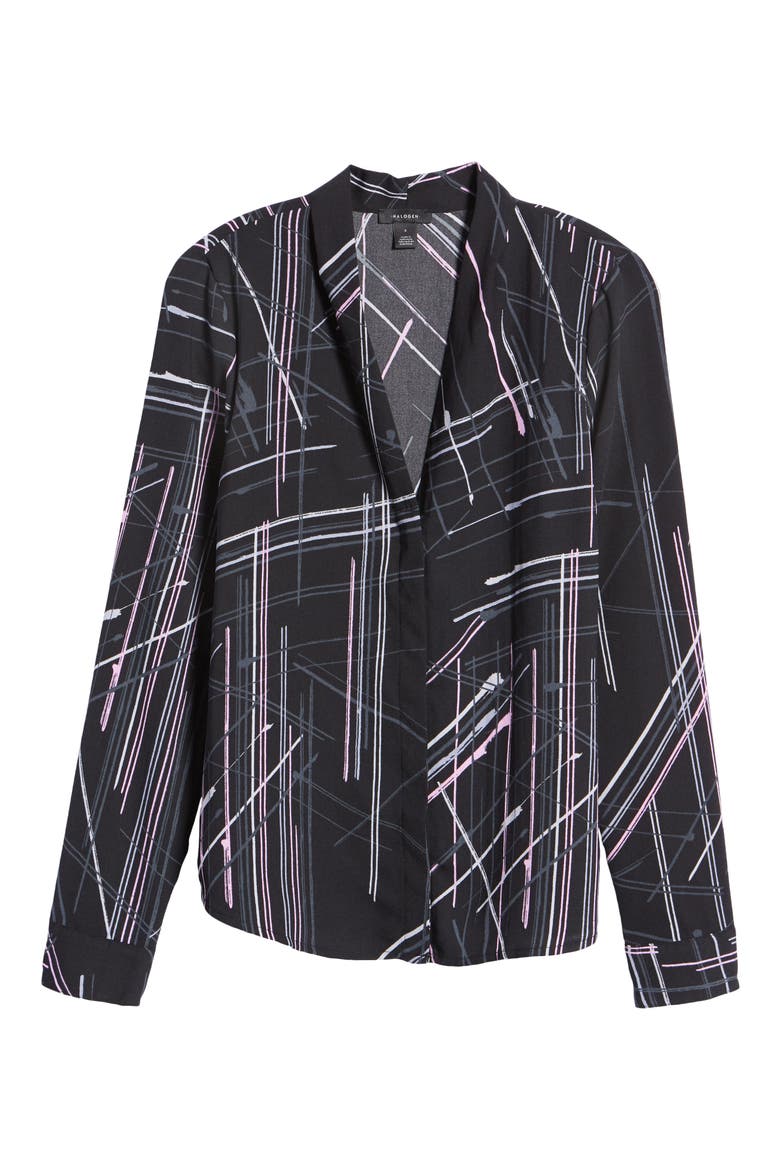 Halogen V-Neck Top, Alternate, color, BLACK MULTI PLAID