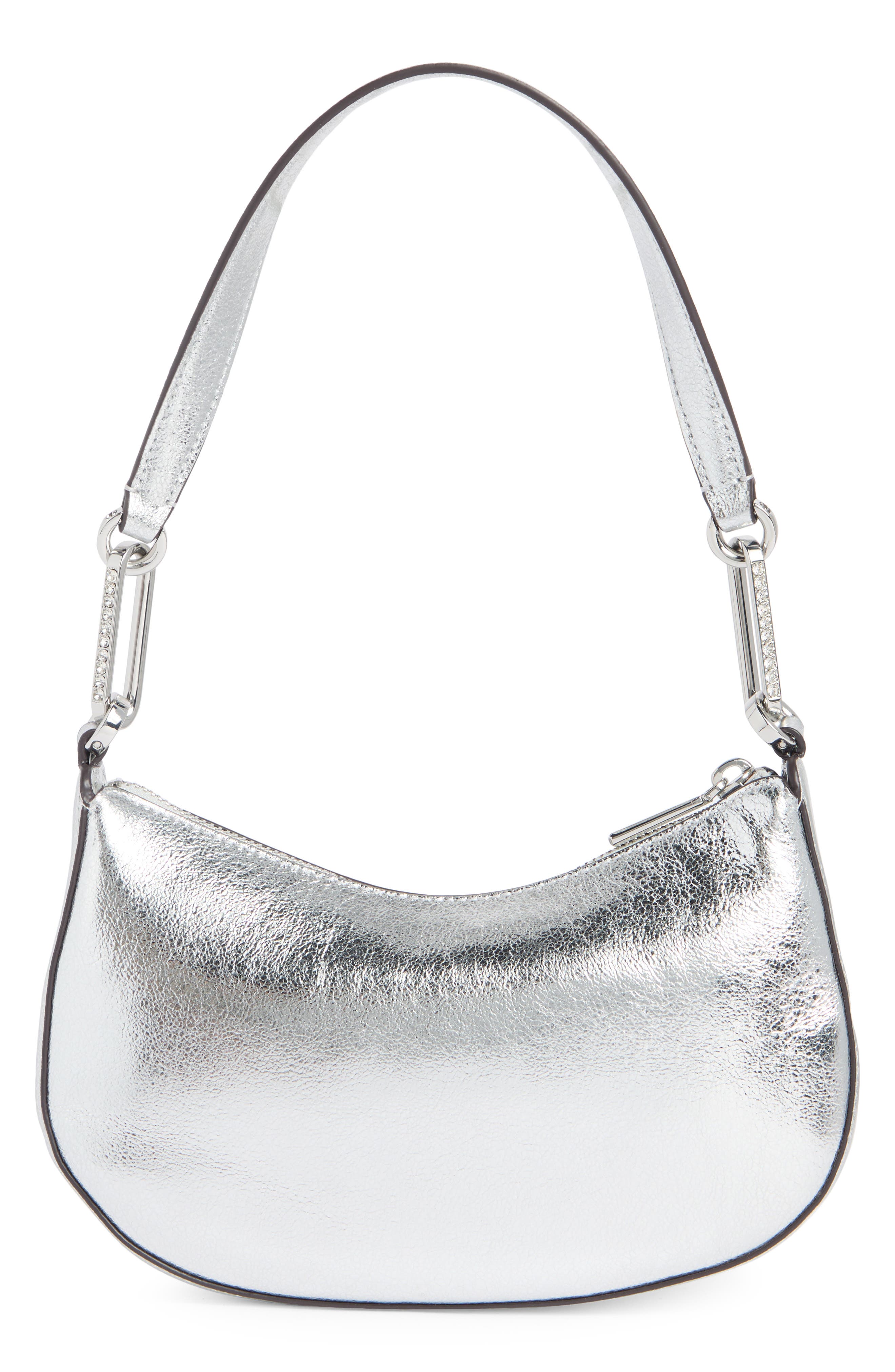 Kate Spade New York nina metallic shoulder bag, Alternate, color, Silver