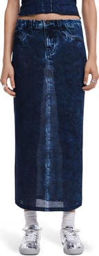 Desigual Trompe L'Oeil Denim Midi Skirt