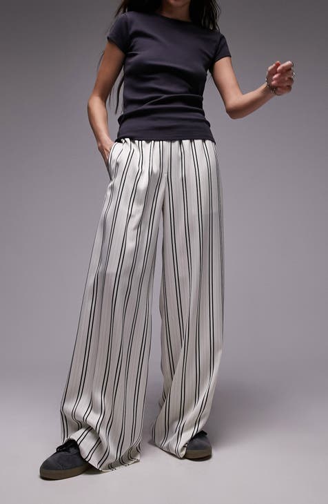 Stripe Wide Leg Satin Pants