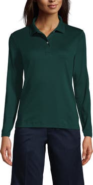 Lands' End School Uniform  Long Sleeve Feminine Fit Interlock Polo Shirt