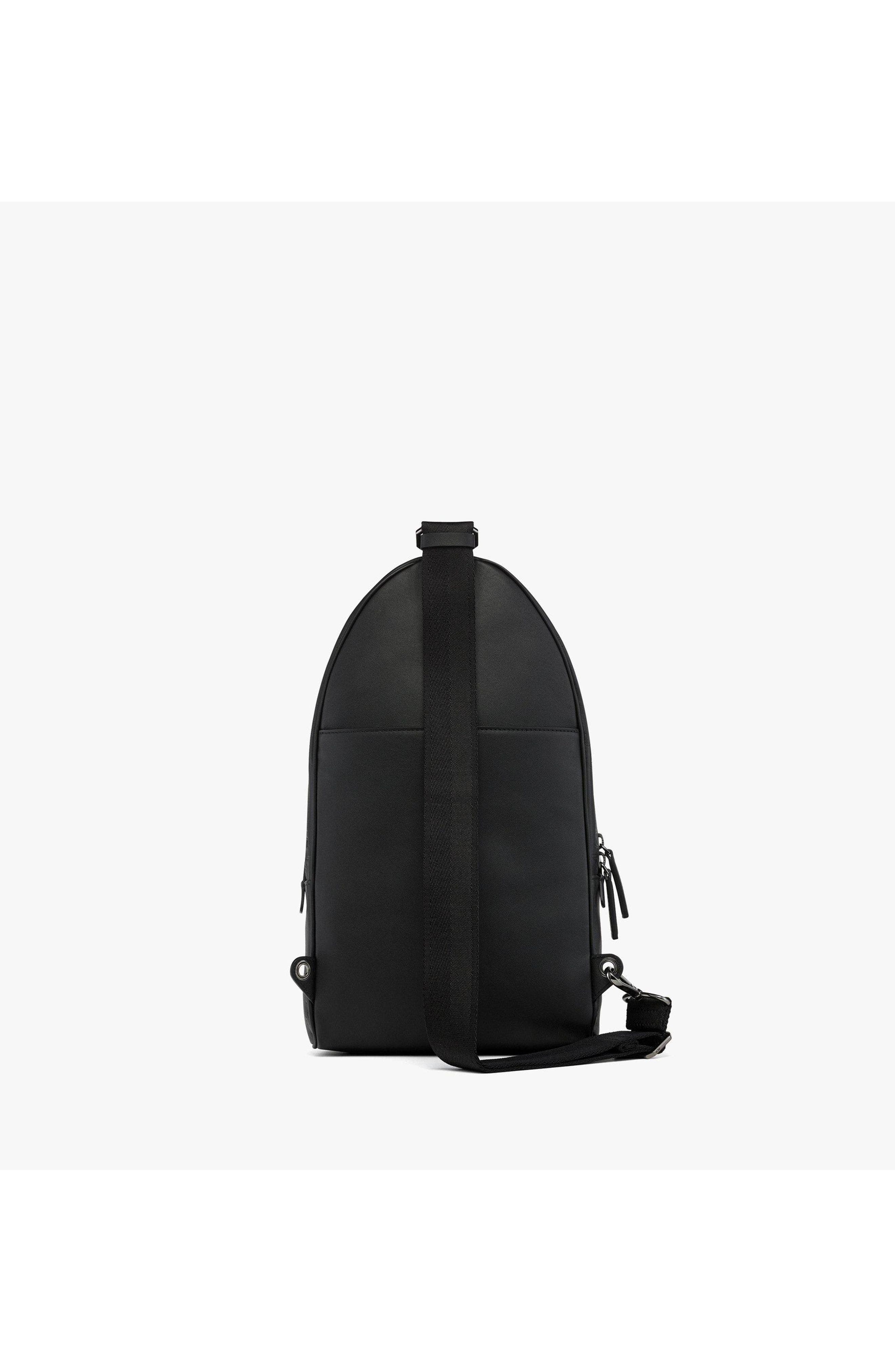 MCM Aren Sling Bag in Embossed Monogram Leather, Alternate, color, Black