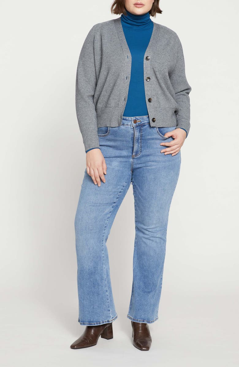 Universal Standard Rib Cardigan, Alternate, color, Graphite