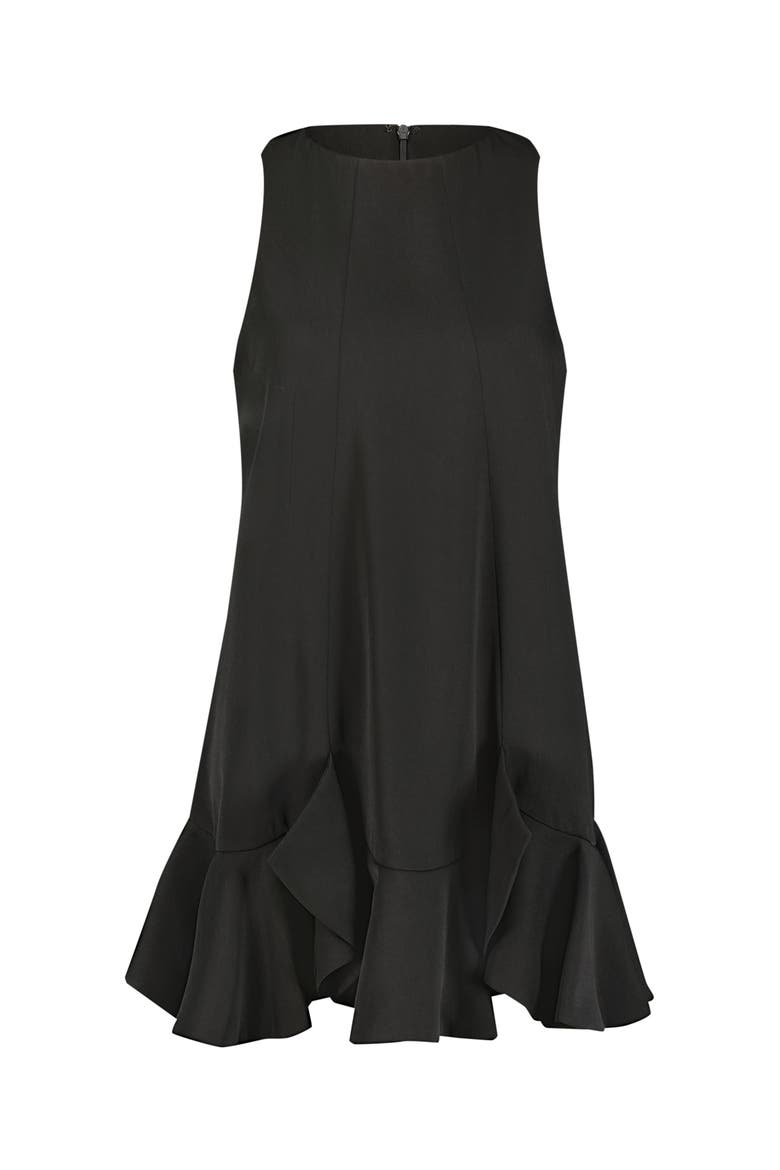 Crepe Sleeveless Ruffle Hem Mini Dress, Alternate, color, Black