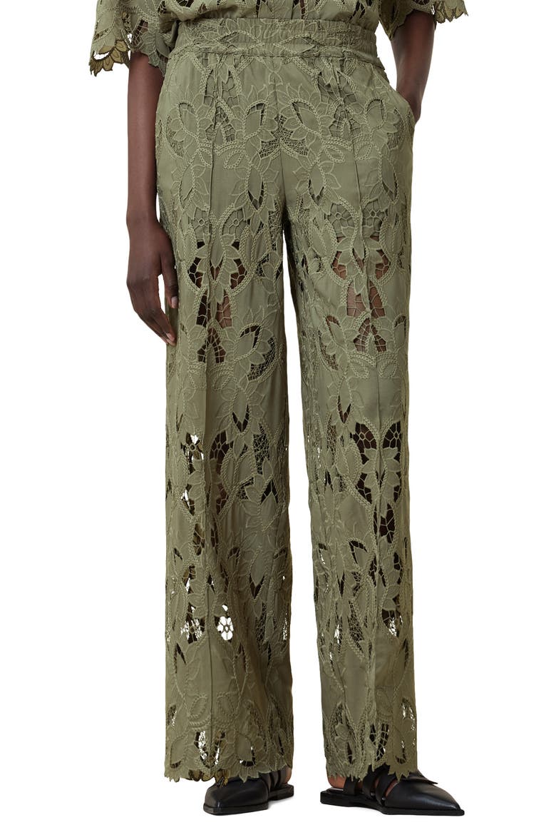 Charli Embroidered Wide Leg Pants, Main, color, MERMAID GREEN