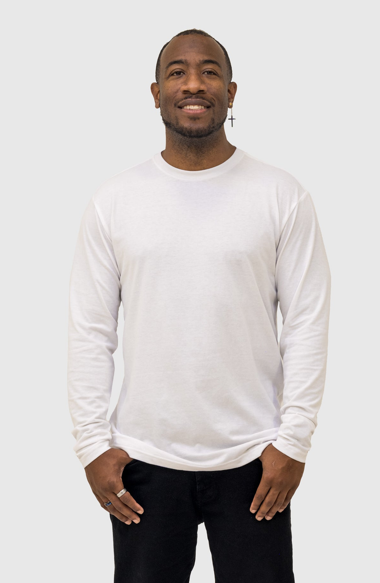 EPIC FITS Standard Long Sleeve Crew Neck T-Shirt, Alternate, color, Black / White / Slate Blue