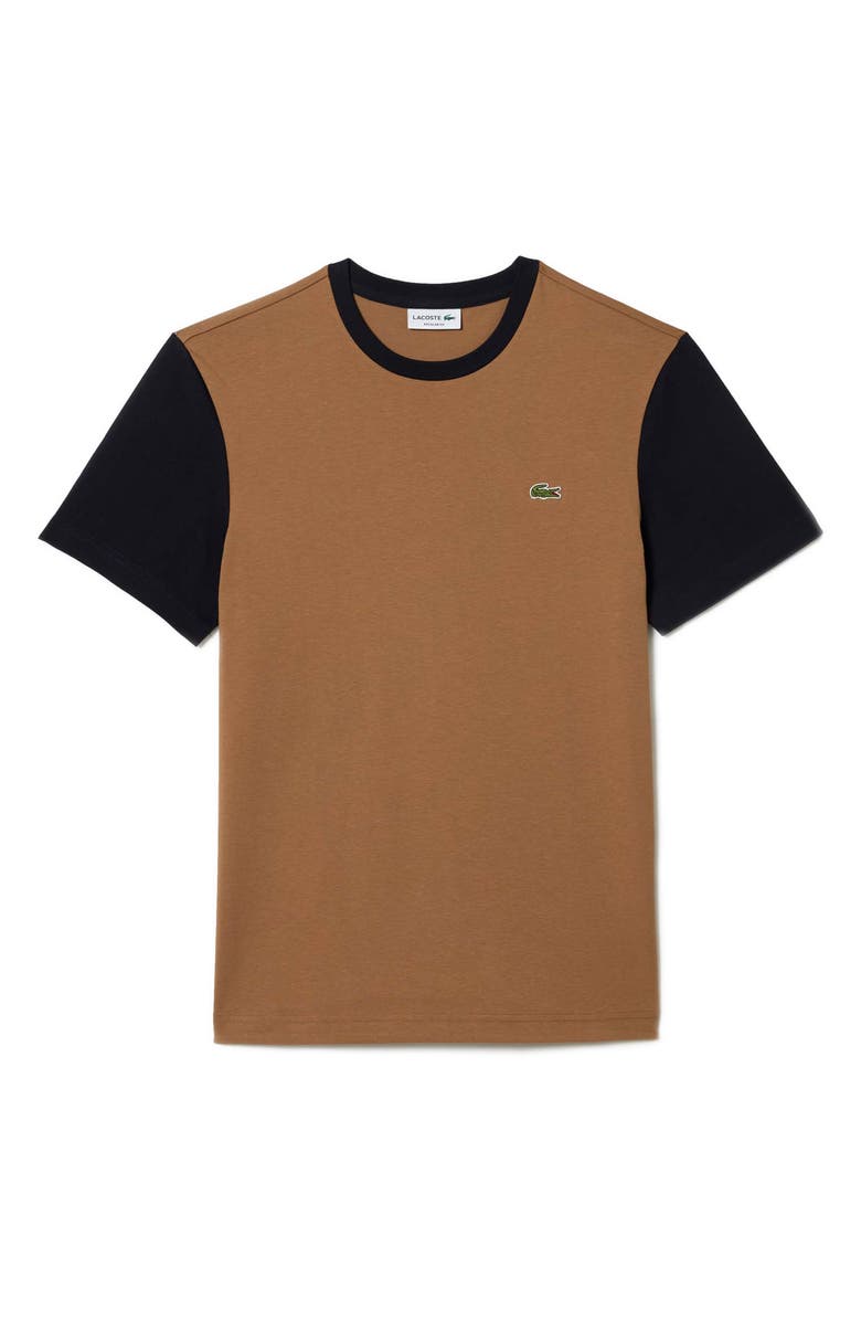 Lacoste Regular Fit Colorblock Cotton T-Shirt, Main, color, Cookie/ Abimes