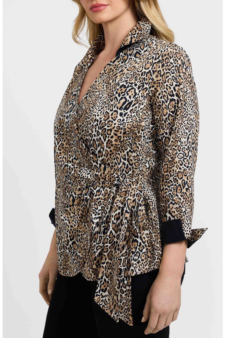 Salina Leopard Print Cotton Poplin Wrap Shirt, Alternate, color, BROWN MULTI