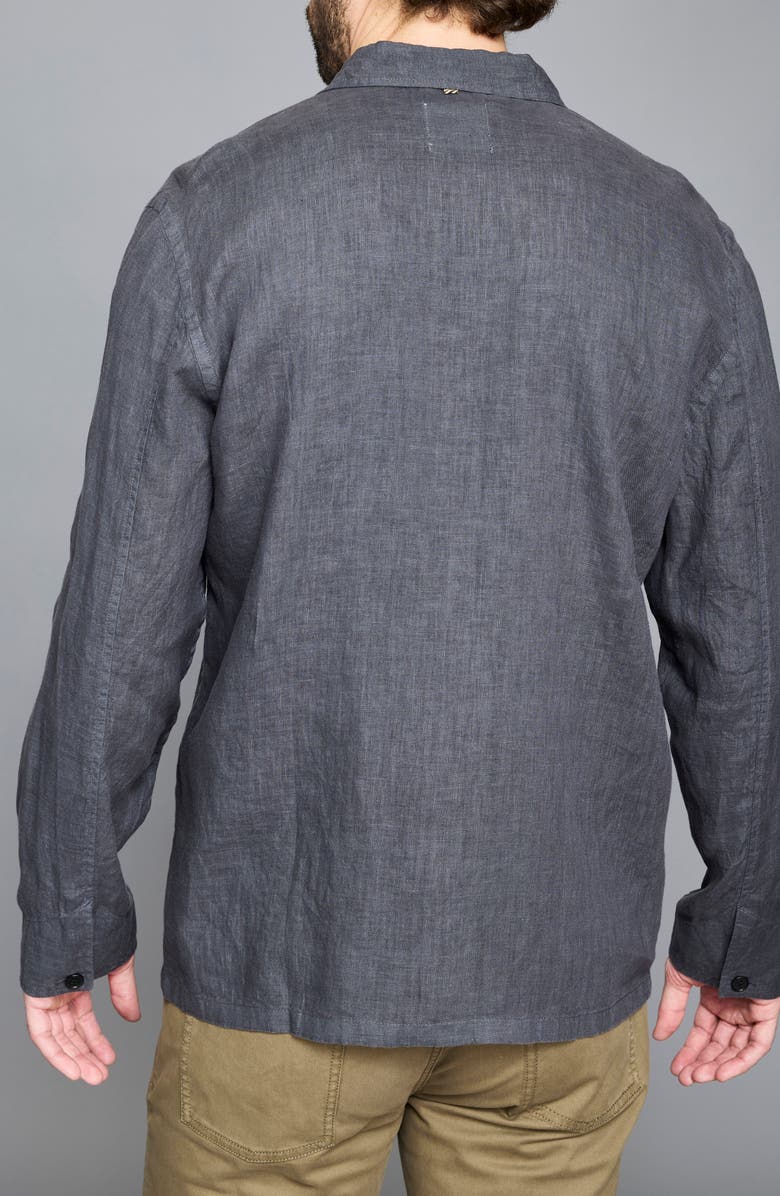 Billy Reid Linen Carpenter Overshirt, Alternate, color, Asphalt