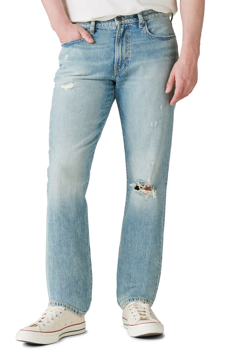 Lucky Brand 223 Ripped Straight Leg Jeans, Main, color, Becrux Dest
