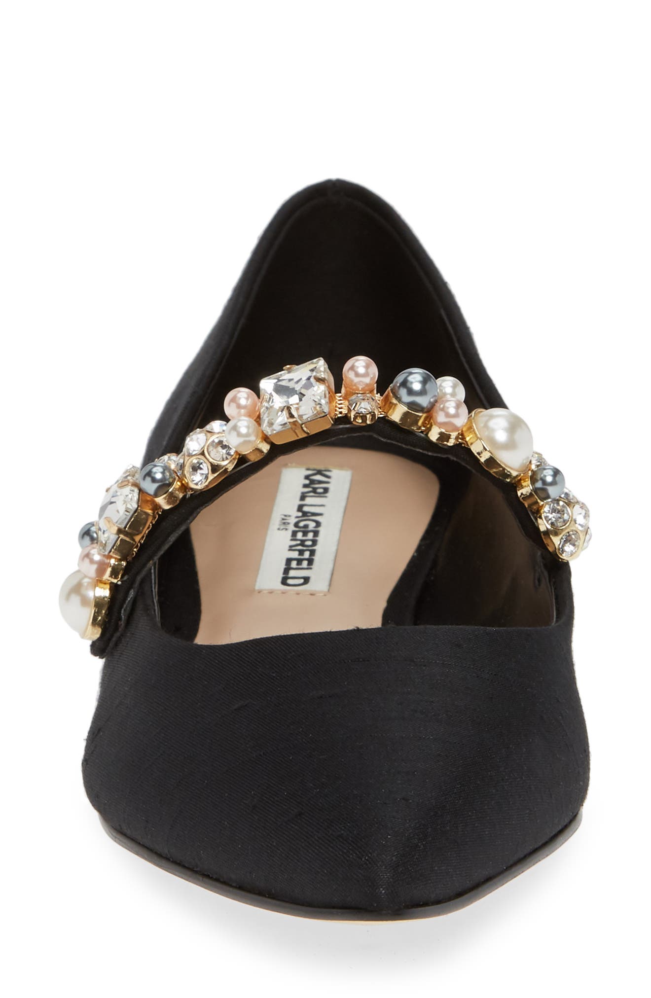 KARL LAGERFELD PARIS Noel Imitation Pearl Embellished Flat, Alternate, color, 