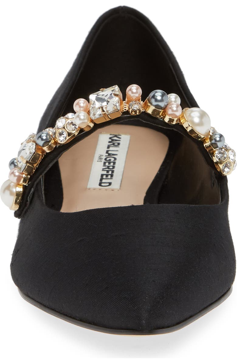 KARL LAGERFELD PARIS Noel Imitation Pearl Embellished Flat, Alternate, color,