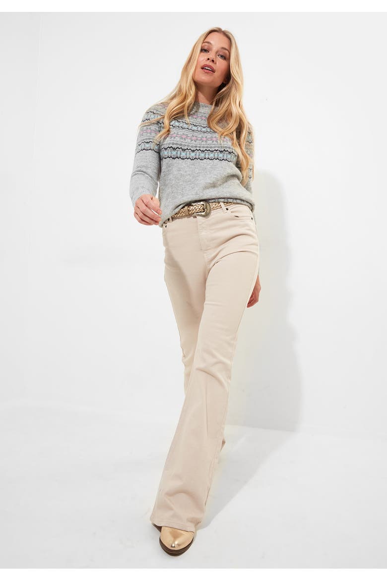 Fair Isle Rib Trim Crewneck Pullover, Alternate, color, HEATHER FAIRISLE