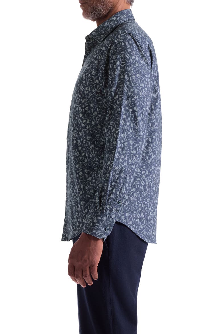 Julian Shaped Fit Floral Print Cotton Button-Up Shirt, Alternate, color, NAVY