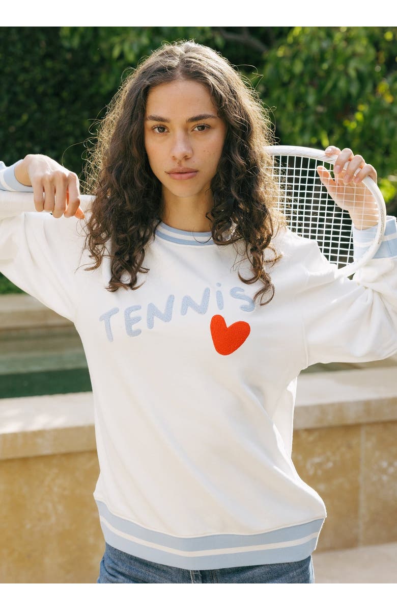 Ellsworth + Ivey Elle Women's Sweatshirt Tennis Heart, Alternate, color, 