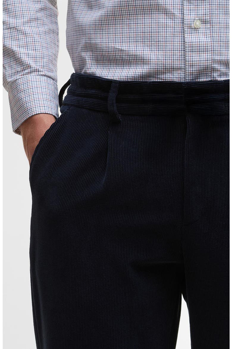 Wallington Pleated Stretch Corduroy Suit Pants, Alternate, color, NAVY