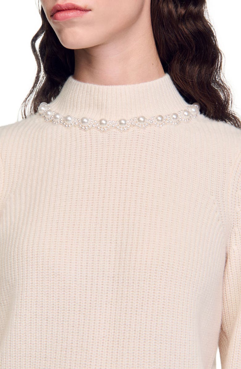 SANDRO Ribbed wool and cashmere sweater, Alternate, color, 