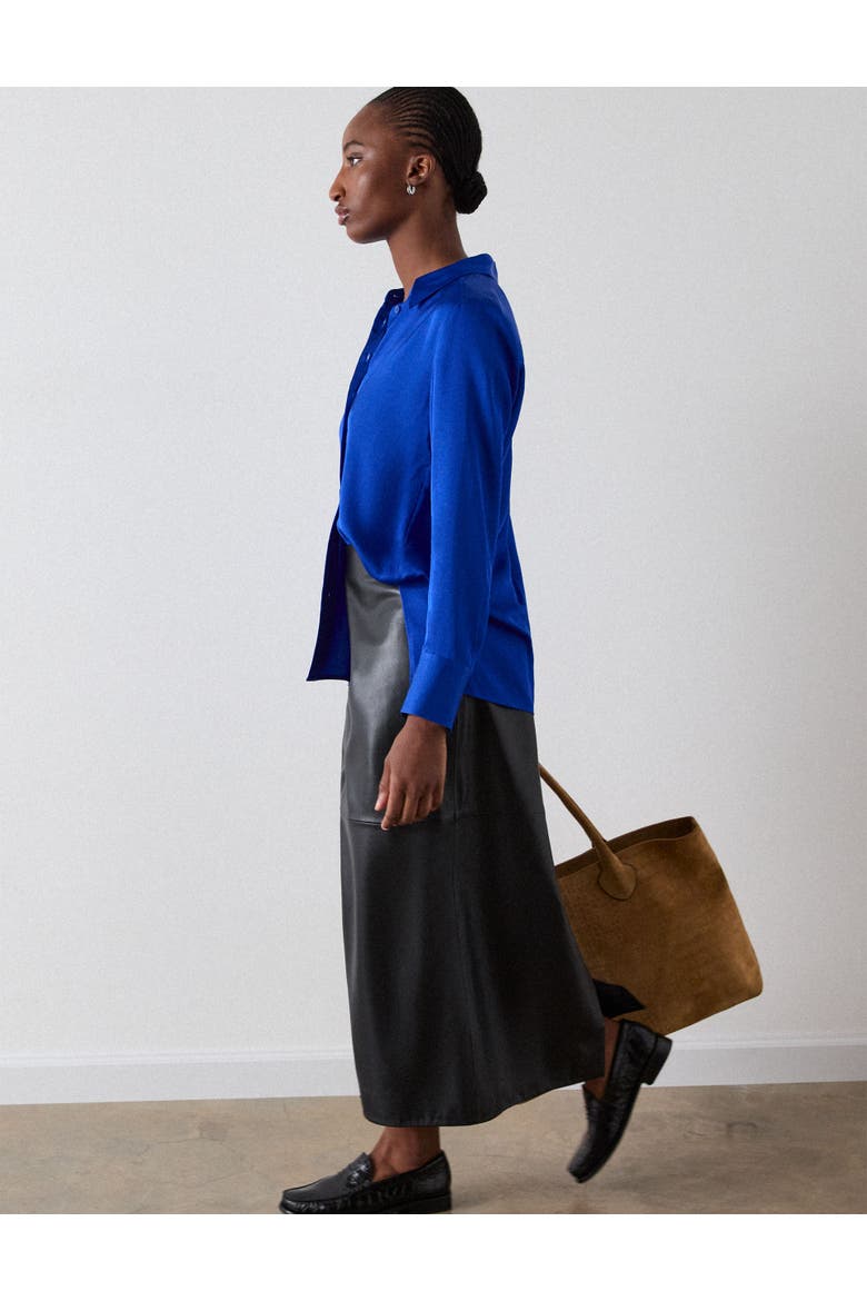 Satin Collared Shirt, Alternate, color, Blue