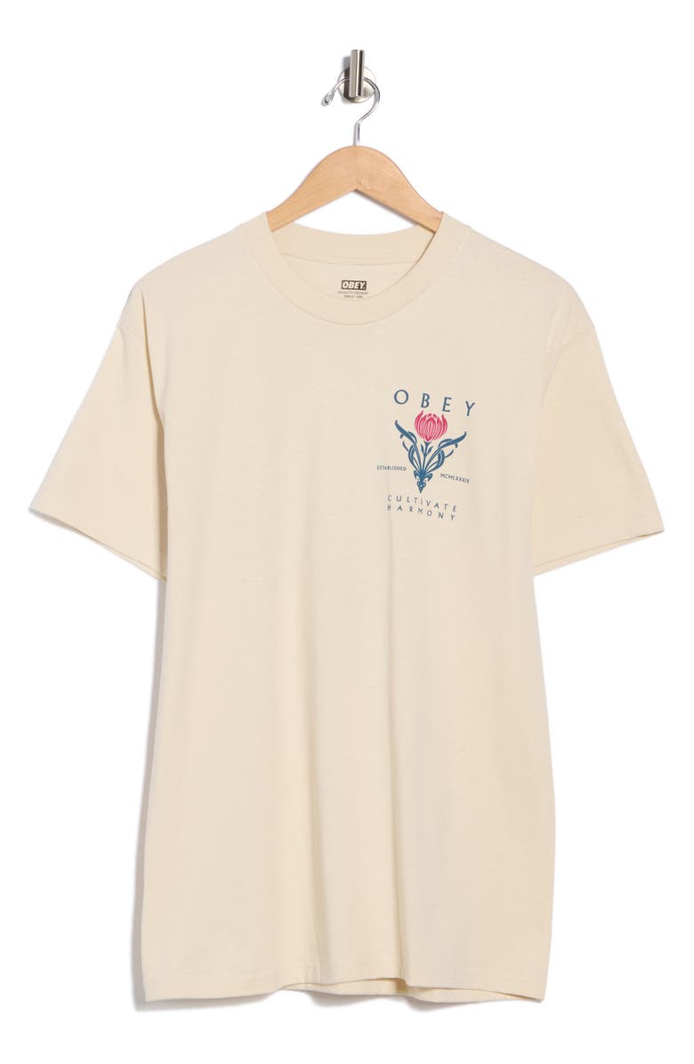 Obey Cultivate Harmony Graphic T-Shirt, Alternate, color, Cream