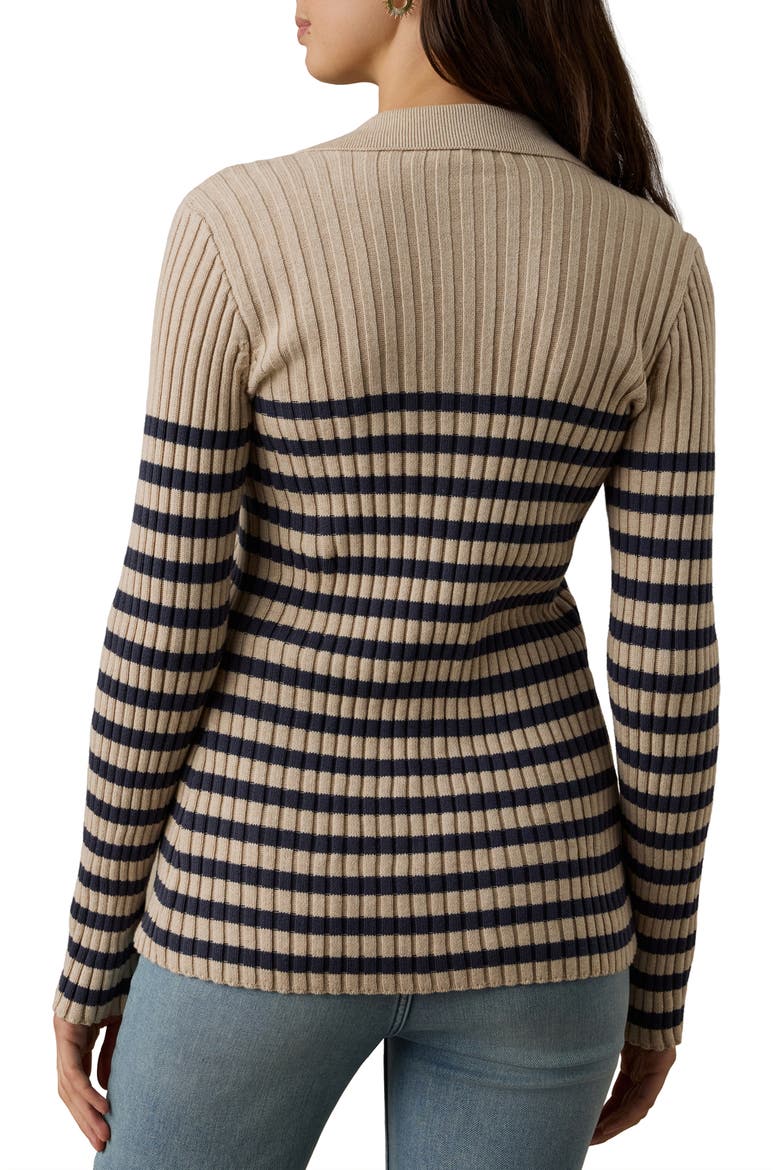 Sunwashed Organic Cotton Ribbed Cardigan, Alternate, color, SALTED NAVY STRIPE