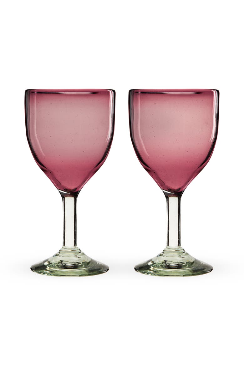 Segunda Vida Rosado Recycled Stemmed Wine Glasses Set of 2, Alternate, color, Pink