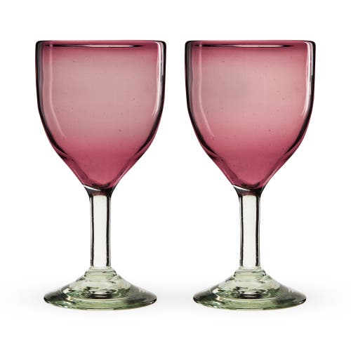 Twine Segunda Vida Rosado Recycled Stemmed Wine Glasses Set Of 2 In Pink
