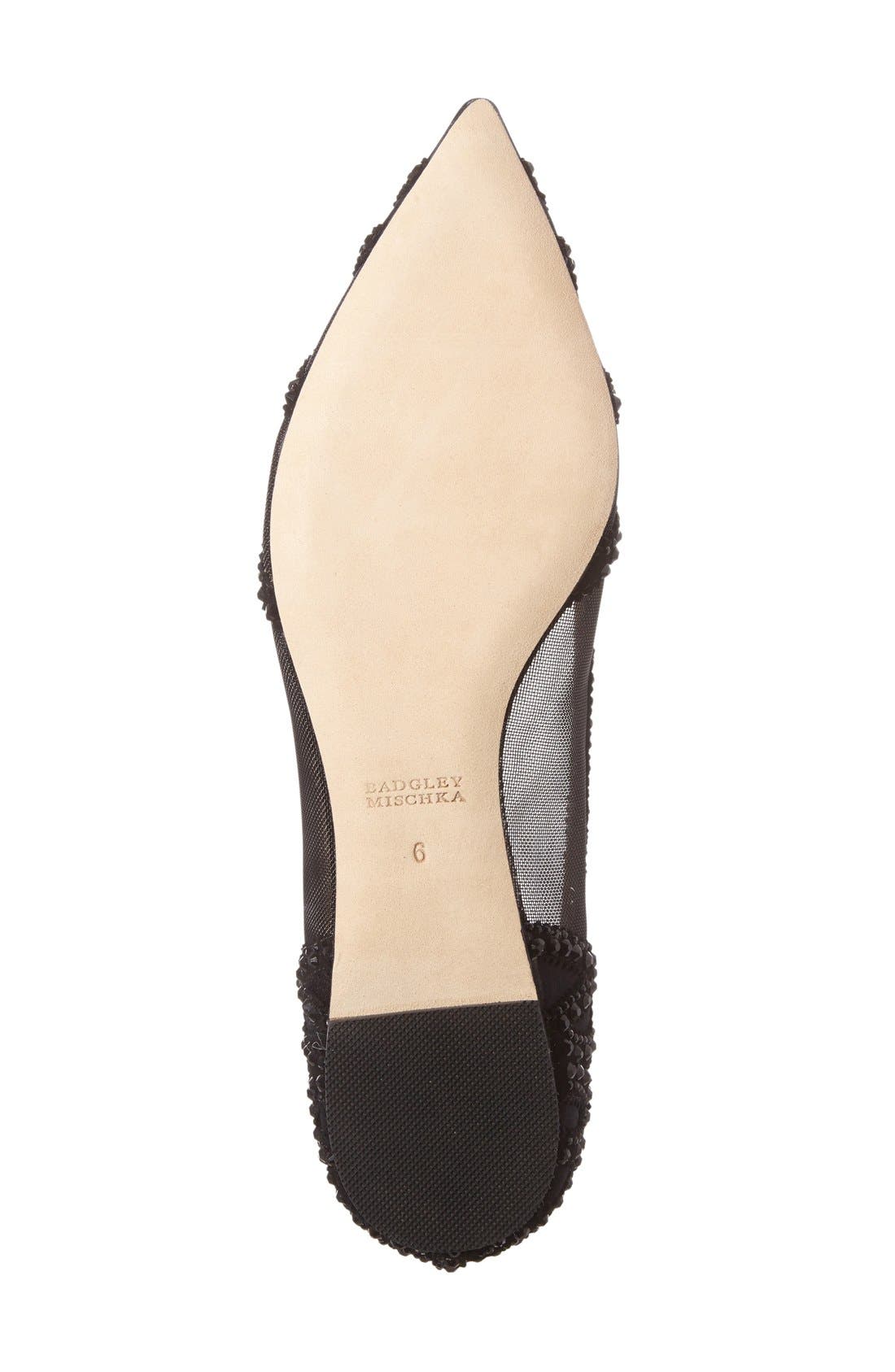 Badgley Mischka Collection Gigi Crystal Pointed Toe Flat, Alternate, color, 