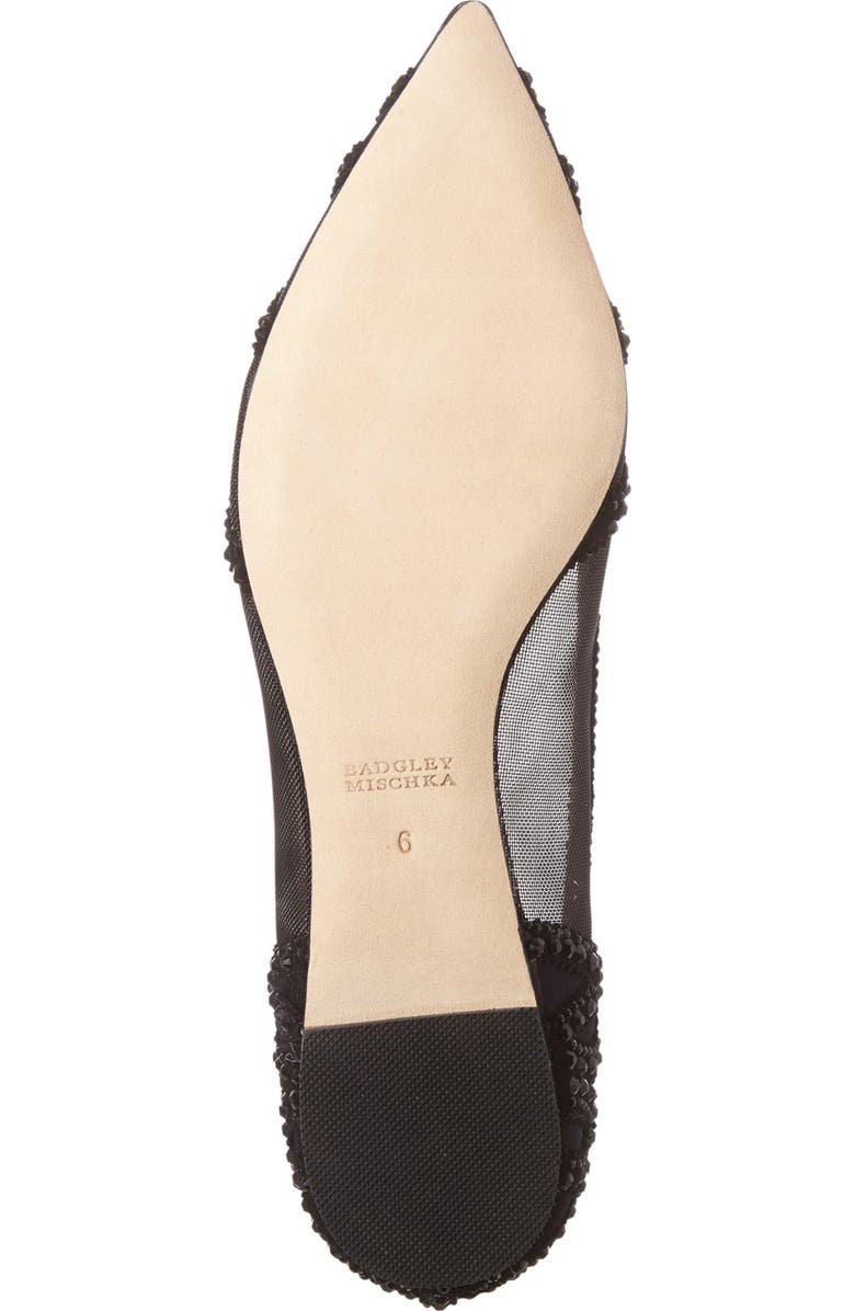 Badgley Mischka Collection Gigi Crystal Pointed Toe Flat, Alternate, color,