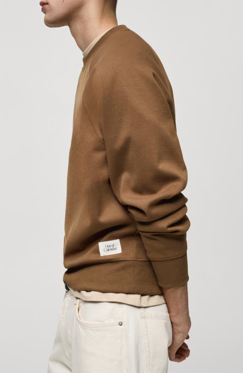 Mango Relaxed Fit Crewneck Sweatshirt In Medium Brown