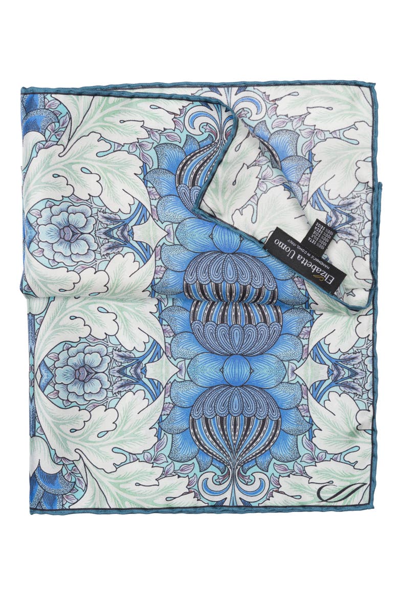 Londra - Silk Pocket Square for Men, Alternate, color, Blue and Mint