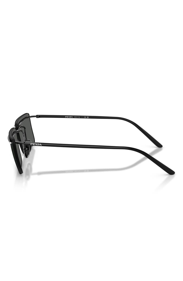 Prada 60mm Rectangular Sunglasses, Alternate, color, Black/ White / Dark Grey