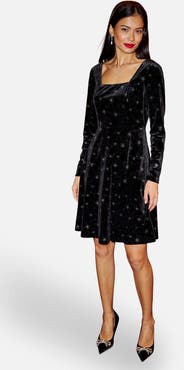 Yumi Starburst Foil Print Skater Dress