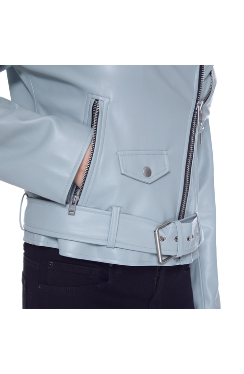 Blue Revival Classic Moto Unreal Leather Jacket In Black