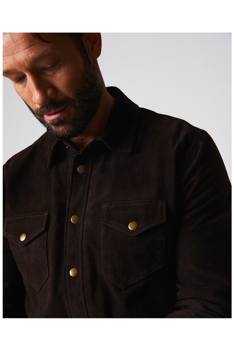 Suede Snap Front Work Shirt, Alternate, color, CHOCOLATE