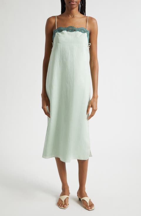 Darya Broderie Trim Side Tie Midi Dress